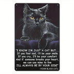 Retro Black Cat Memorial Metal Tin Sign I'll Always Be By Your Side Wall Decor
