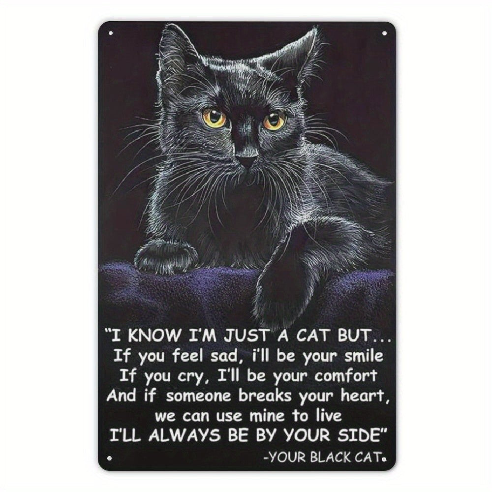 Retro Black Cat Memorial Metal Tin Sign I'll Always Be By Your Side Wall Decor