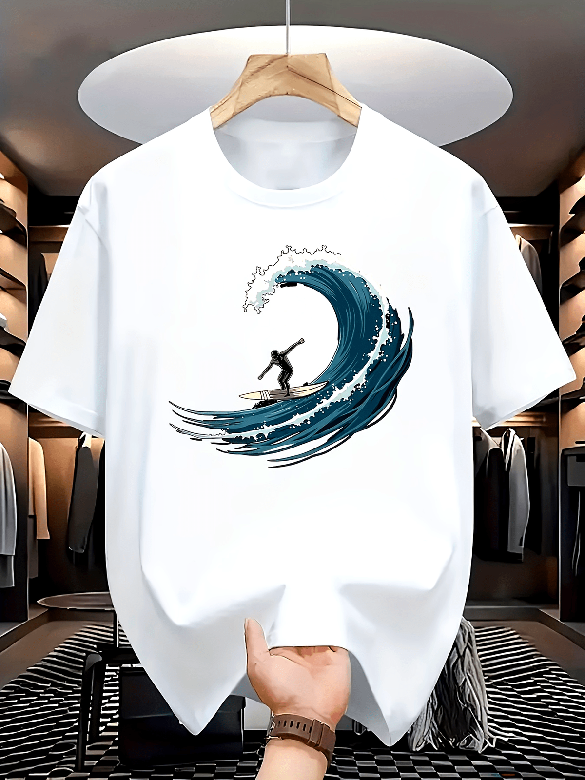 Surfing Wave T-Shirt - Japanese Woodcut Art Style - Surfer Graphic Tee