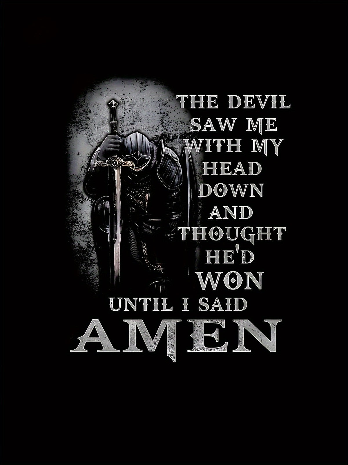 Amen Christian Knight T Shirt Religious Faith Armor of God Tee
