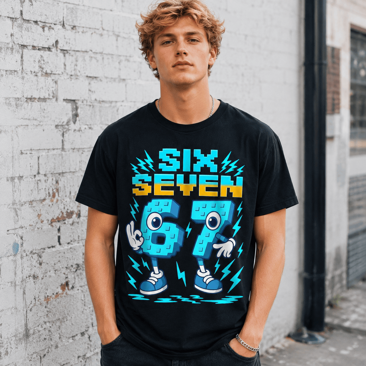 Funny Meme 67 Italian Brainrot Six Seven Gaming Kids Boys T-Shirt- American fash