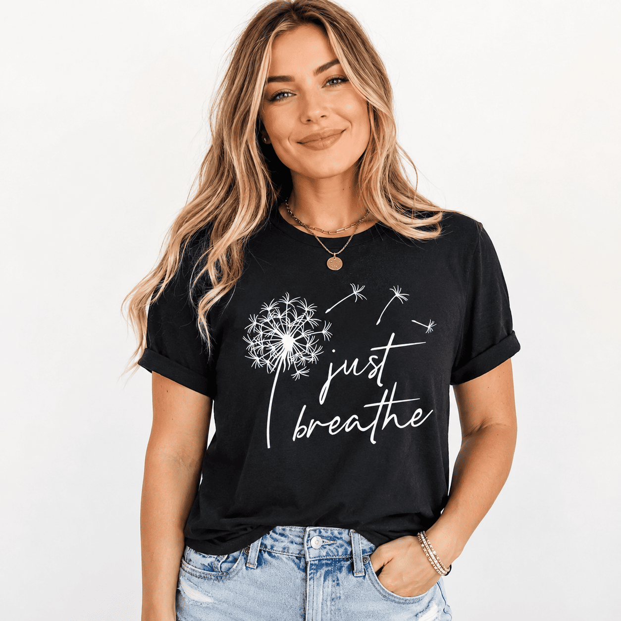 Just Breathe Dandelion T-Shirt | Minimalist Wellness Graphic Tee