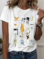Watercolor Cat Windows T-Shirt | Playful Multi-Cat Boutique Graphic Tee