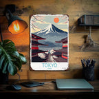 Classic Japan Travel Tin Sign - Mt Fuji and Temple Wall Art Metal Poster