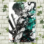 Warrior Anime Tin Sign - Katana Fighter Metal Poster Wall Art Decor Plaque