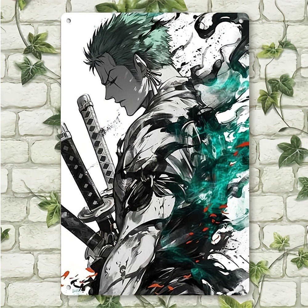 Warrior Anime Tin Sign - Katana Fighter Metal Poster Wall Art Decor Plaque