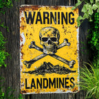 Funny Warning Landmines Metal Sign - Humorous Pet Dog Yard Waste Wall Decor