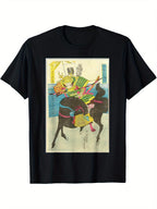 Vintage Japanese Samurai Warrior Ukiyo-e Anime Style Graphic Men’s Art T-Shirt