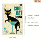 Cool Cat Lounge Tin Sign Vintage Mid-Century Metal Sign Home Bar Cocktail Wall
