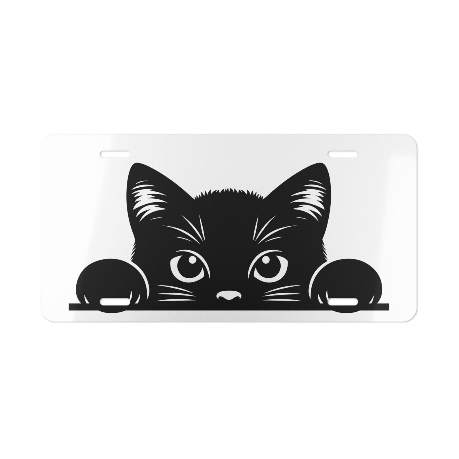 Cute Black Cat License Plate Funny Kitty Front Car Tag Cat Lover Gift Decor
