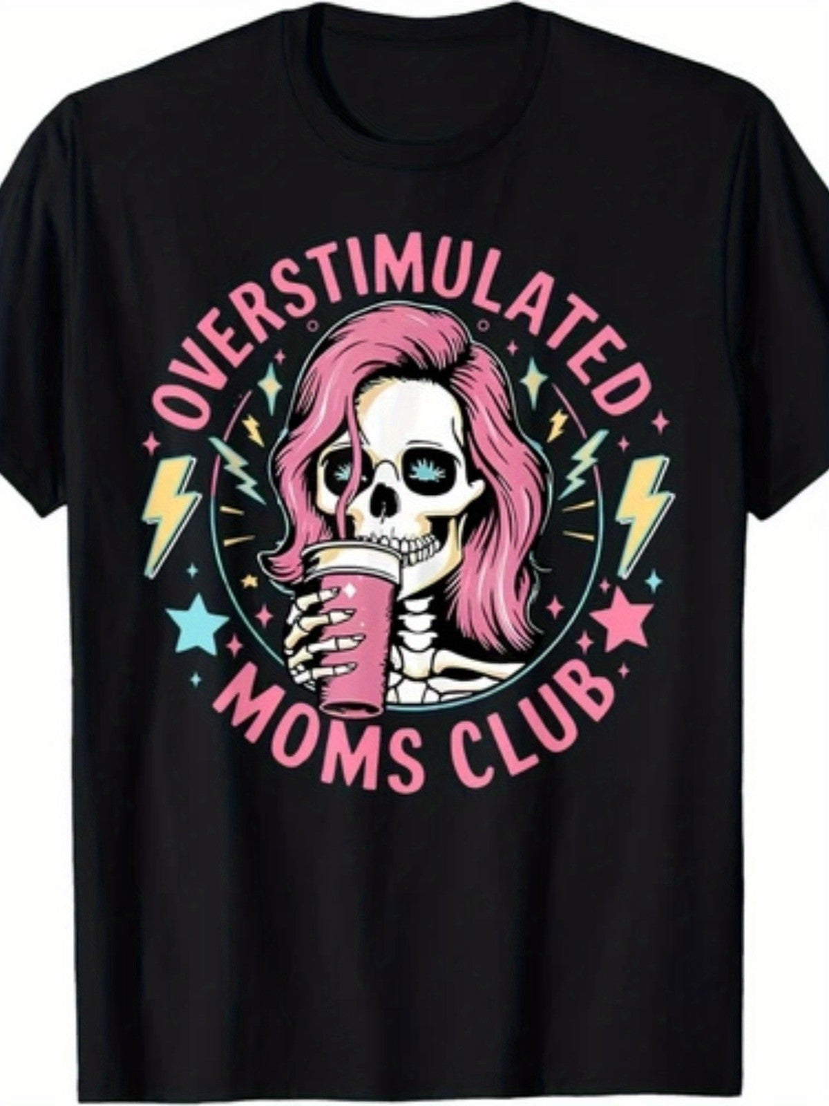 Overstimulated Moms Club Shirt - Retro Skeleton Mama Tee Funny Mother's Day Gift