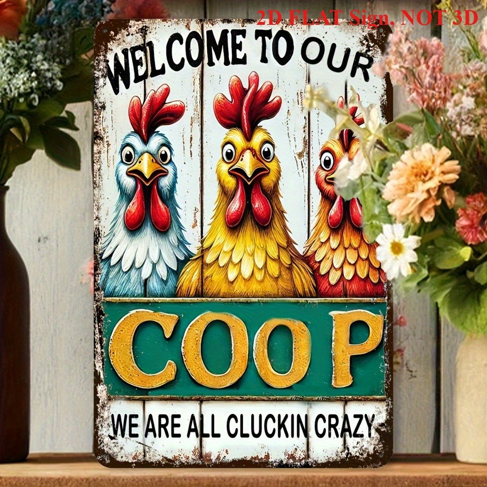 Welcome To Our Coop Tin Sign Vintage Metal Chicken Wall Decor Funny Farmhouse