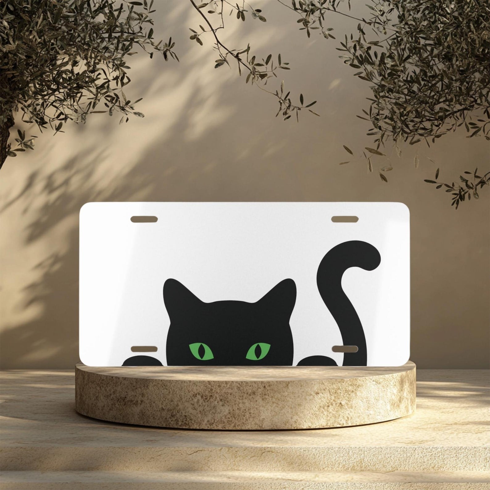 Cute Sneaky Cat License Plate Funny Kitty Front Car Tag Pet Lover Decor