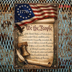 American Constitution Tin Sign - Patriotic Eagle Metal Poster Wall Art Decor