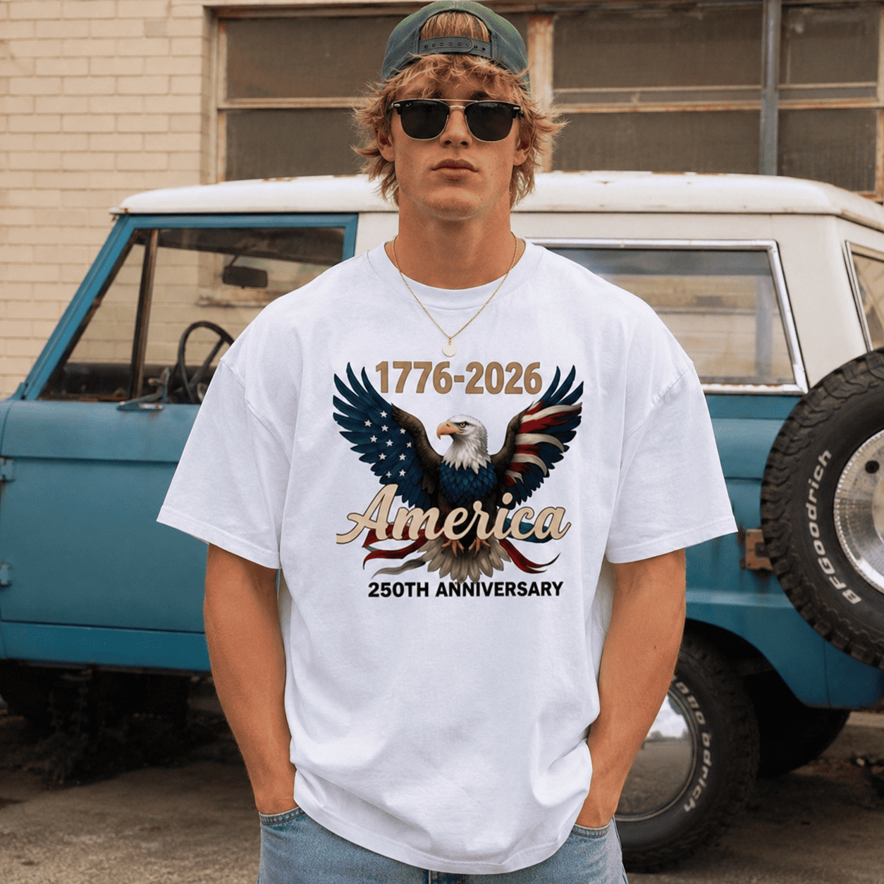 USA 250th Anniversary 1776-2026 Eagle Flag Patriotic Men's T-Shirt