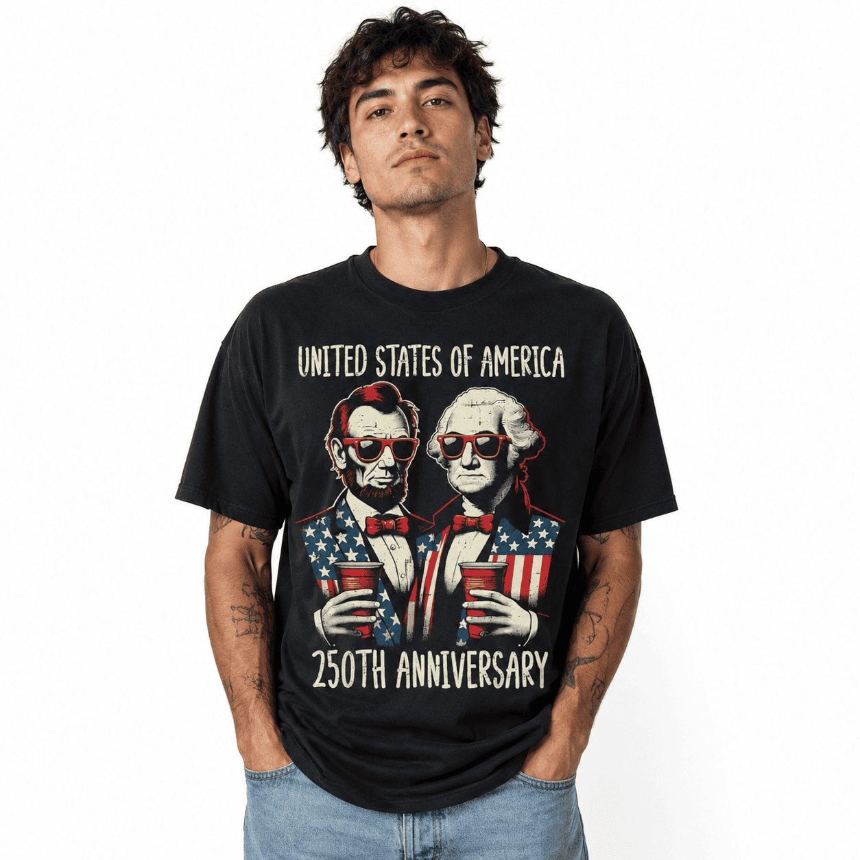 USA 250th Anniversary Lincoln Washington T-Shirt Patriotic 1776-2026 Tee