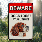 Funny Dog Warning Tin Sign - Cavalier King Charles Spaniel Metal Wall Decor
