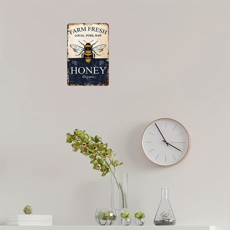 Farm Fresh Honey Tin Sign Vintage Bumblebee Metal Sign Kitchen Wall Decor