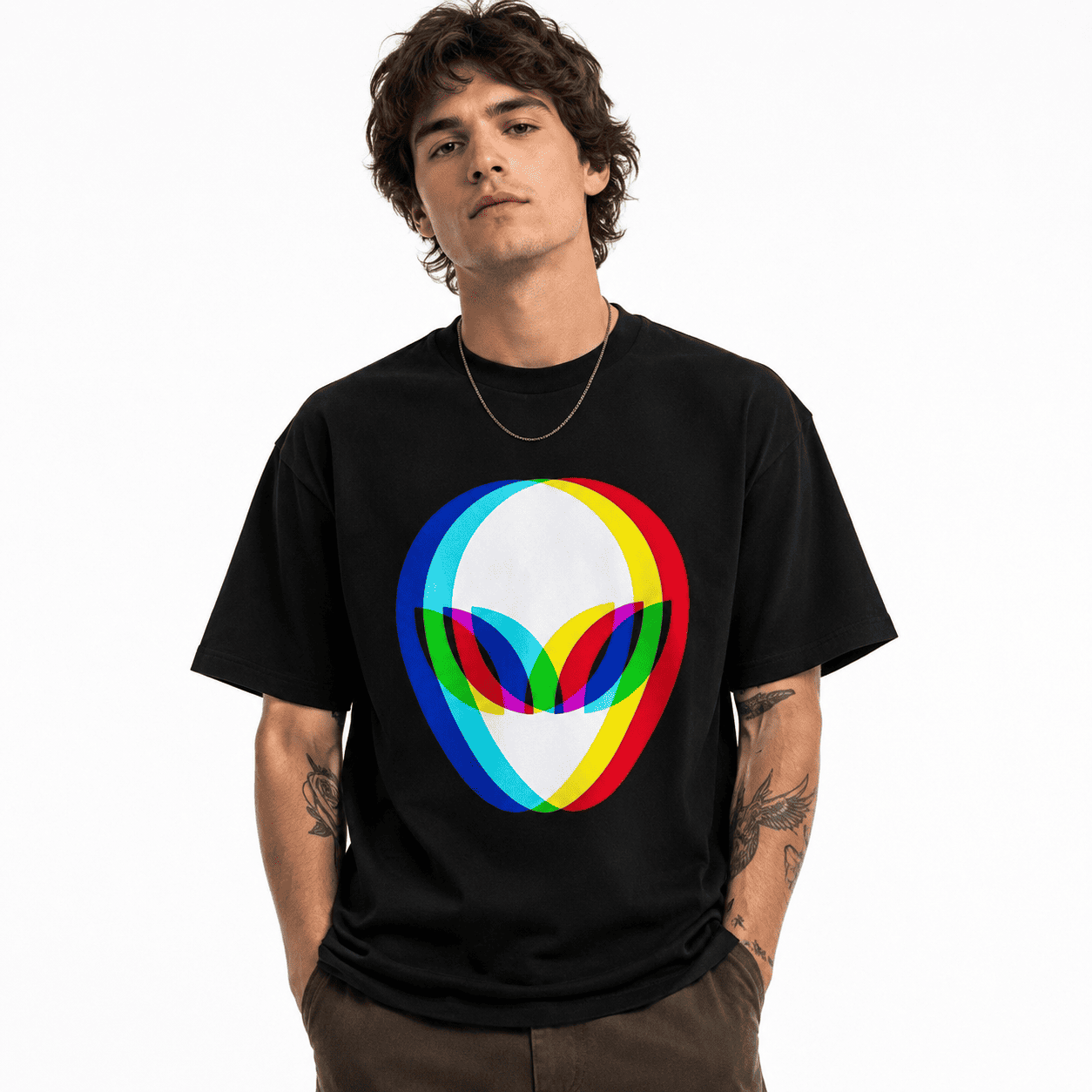 Alien Head Trippy Vaporwave Graphic T-Shirt - Cotton Retro Tee