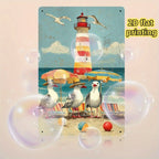 Nautical Seaside Tin Sign - Funny Seagull Metal Poster Wall Art Decor Plaque