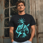 Men's 250 Years of Freedom Statue of Liberty Guitar Graphic Patriotic T-Shirt
