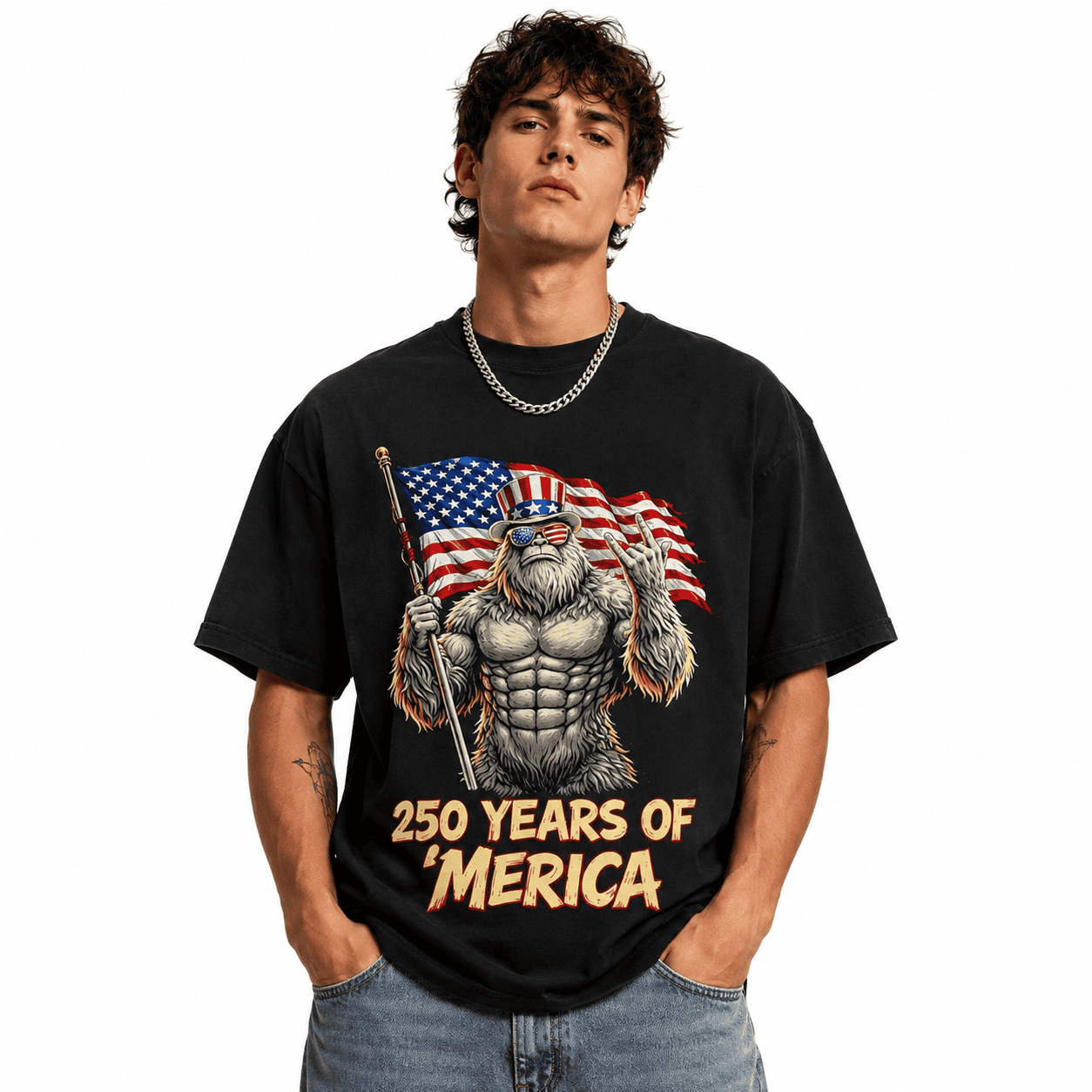 USA 250th Anniversary 1776 America Patriotic Graphic Men's T-Shirt