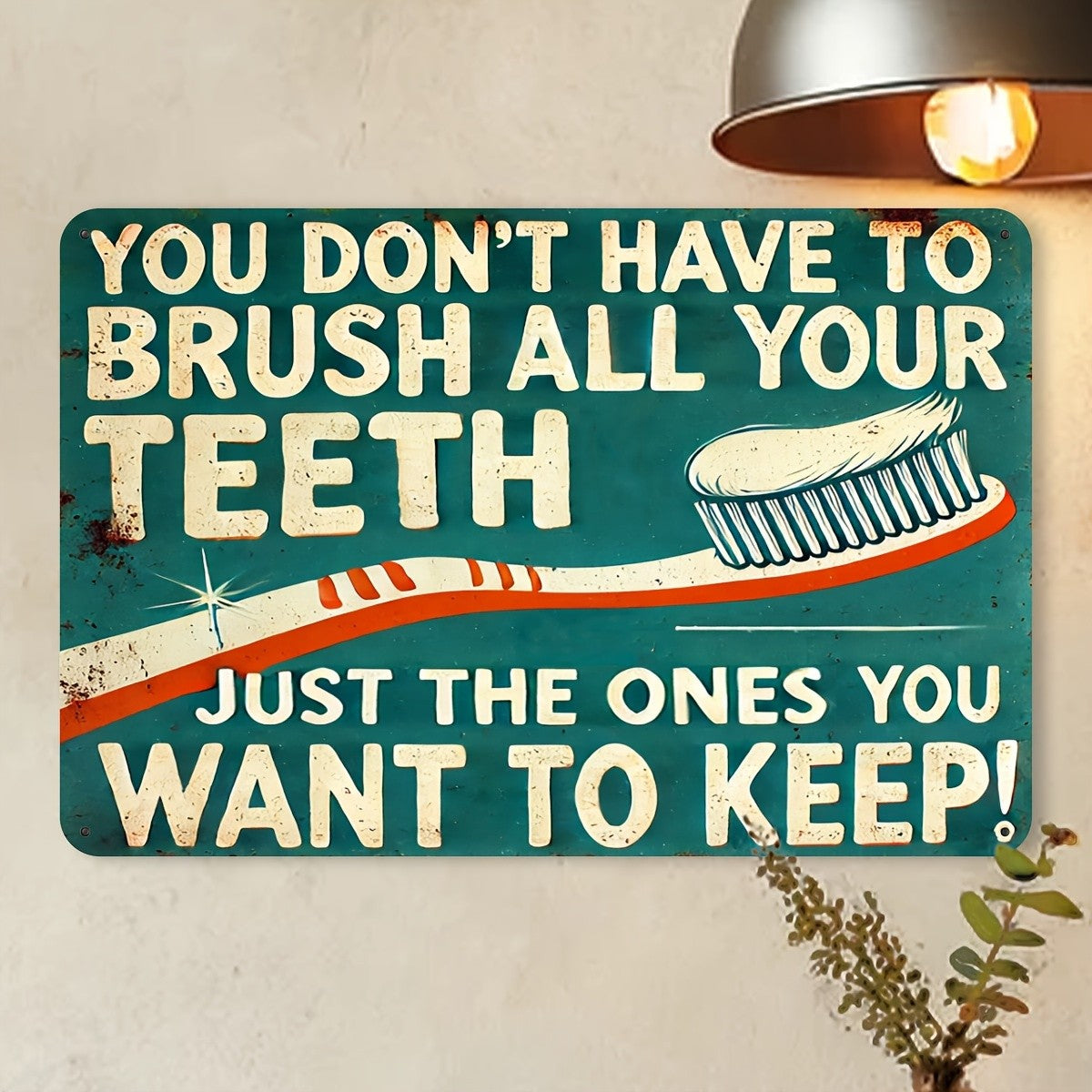 Funny Dental Metal Sign - Retro "Keep Your Teeth" Humorous Tin Wall Decor