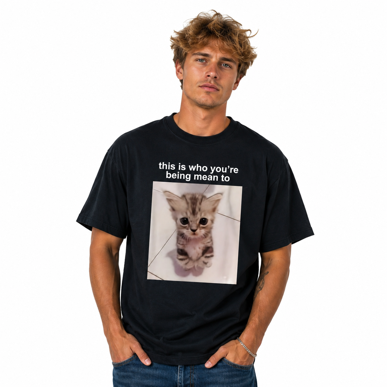 This Is Who You're Sorry For Funny Cat Meme Graphic T-Shirt Cute Tabby Kitten