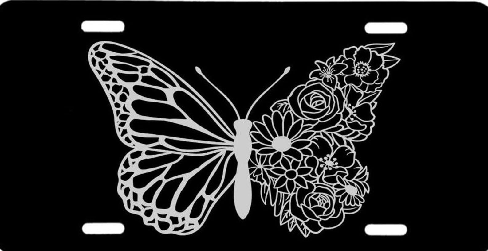 Butterfly Design License Plate Cute Front Car Tag Auto Truck Decor Gift