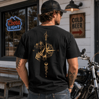 Men's Geometric Hill Print T-Shirt Loose Drop Shoulder Casual Street Tee for Men
