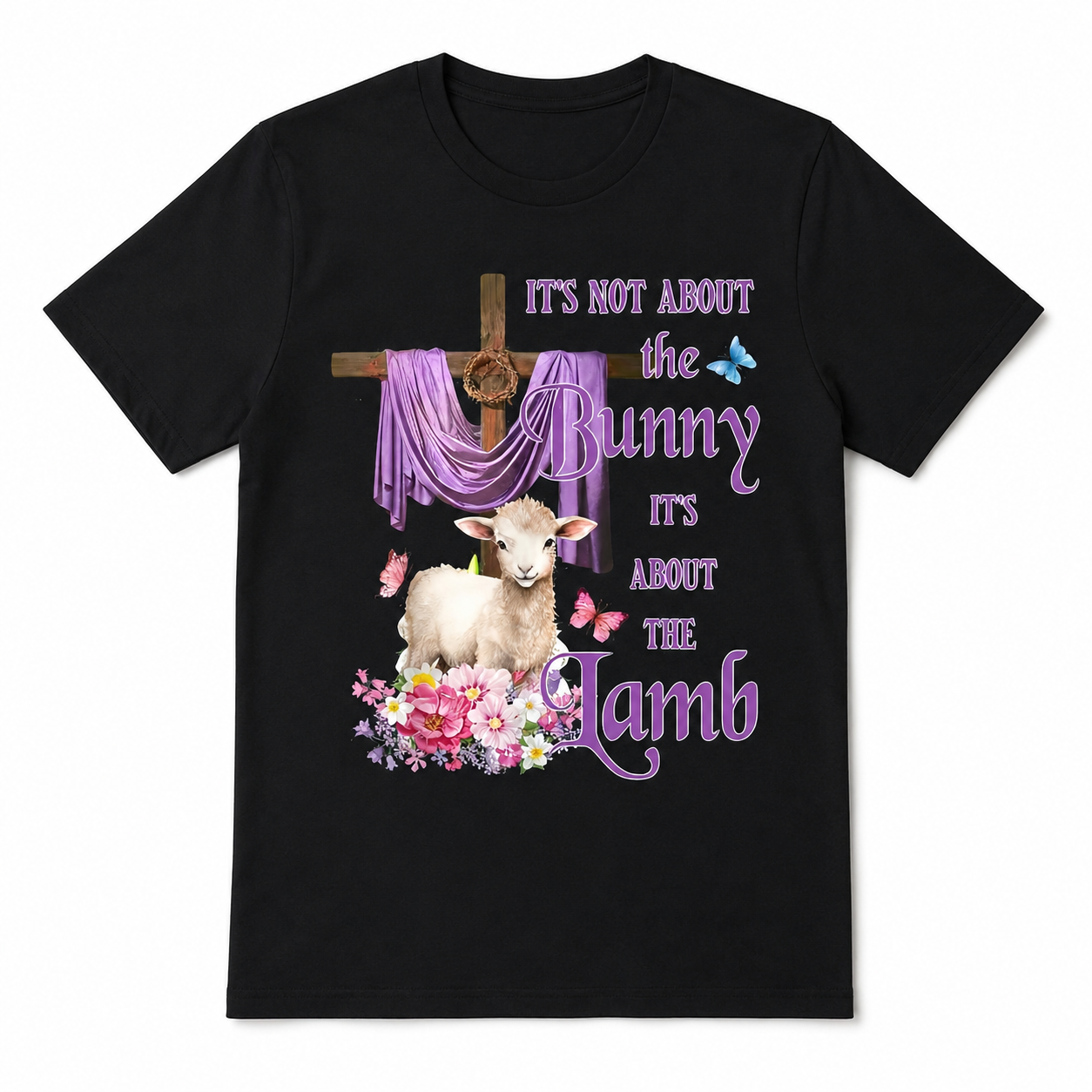 Christian Easter Lamb T-Shirt | "It's Not About The Bunny" Religious Grace Tee