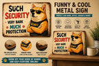 Shiba Inu Security Metal Sign – Funny Dog Meme Wall Art (Vintage Style)