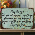 Religious Scripture Metal Tin Sign - Vintage Numbers 6:24-26 Blessing Metal Art