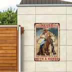 Retro Western Tin Sign Never Underestimate The Power Of A Girl With A Horse