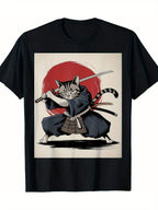 Samurai Cat T Shirt Vintage Ukiyo E Funny Warrior Cat Japanese Graphic Tee