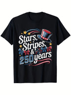 USA 250 Years Semiquincentennial Top Hat Stars Patriotic Men's T-Shirt