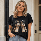 Leopard Stiletto Jewel Graphic Tee – Glamour Aesthetic Casual Tshirt