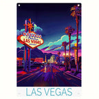 Las Vegas Metal Sign - "Welcome to Fabulous Las Vegas" Tin Wall Art Decor