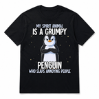 Grumpy Penguin Funny Spirit Animal Humor Graphic T-Shirt Sarcastic Tee