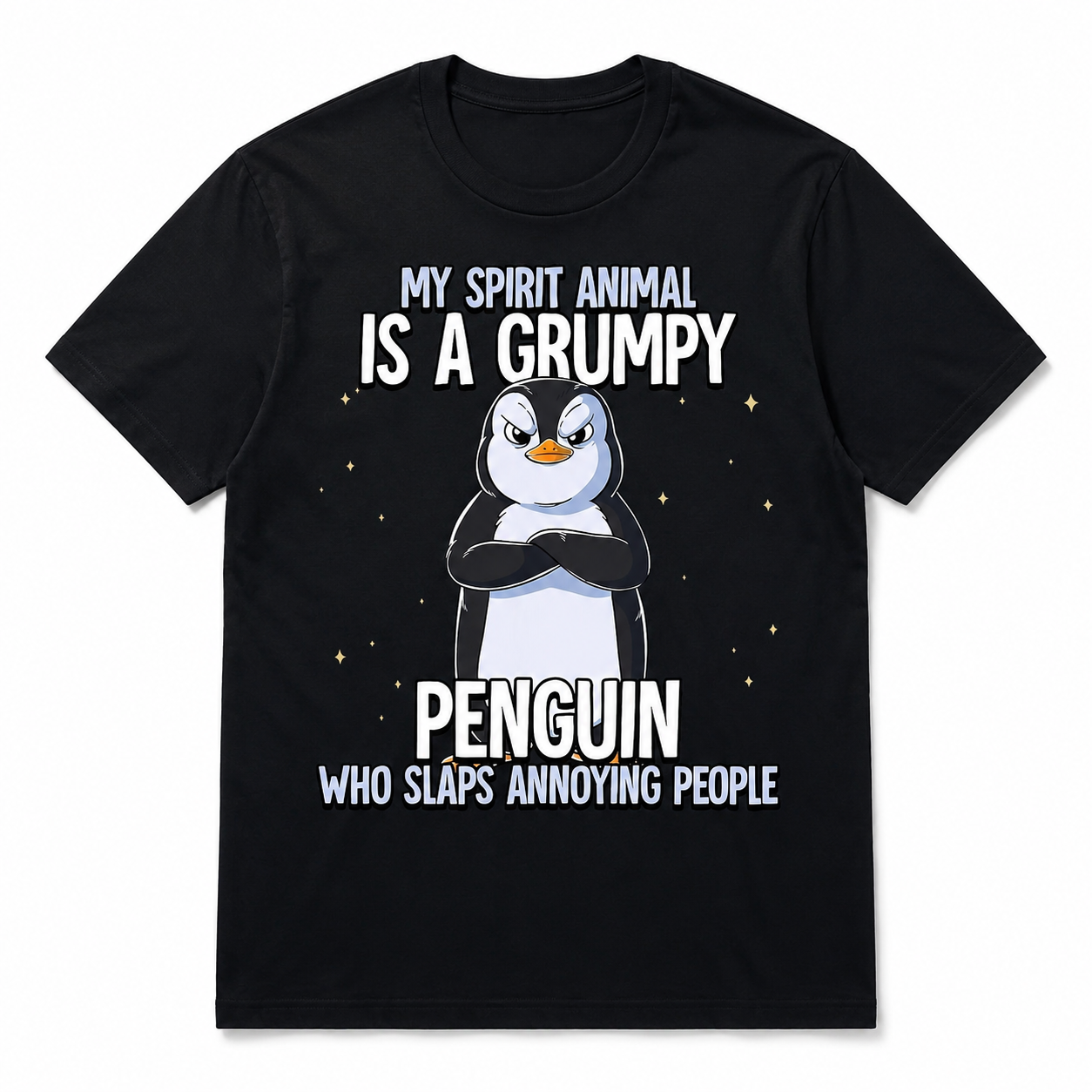 Grumpy Penguin Funny Spirit Animal Humor Graphic T-Shirt Sarcastic Tee
