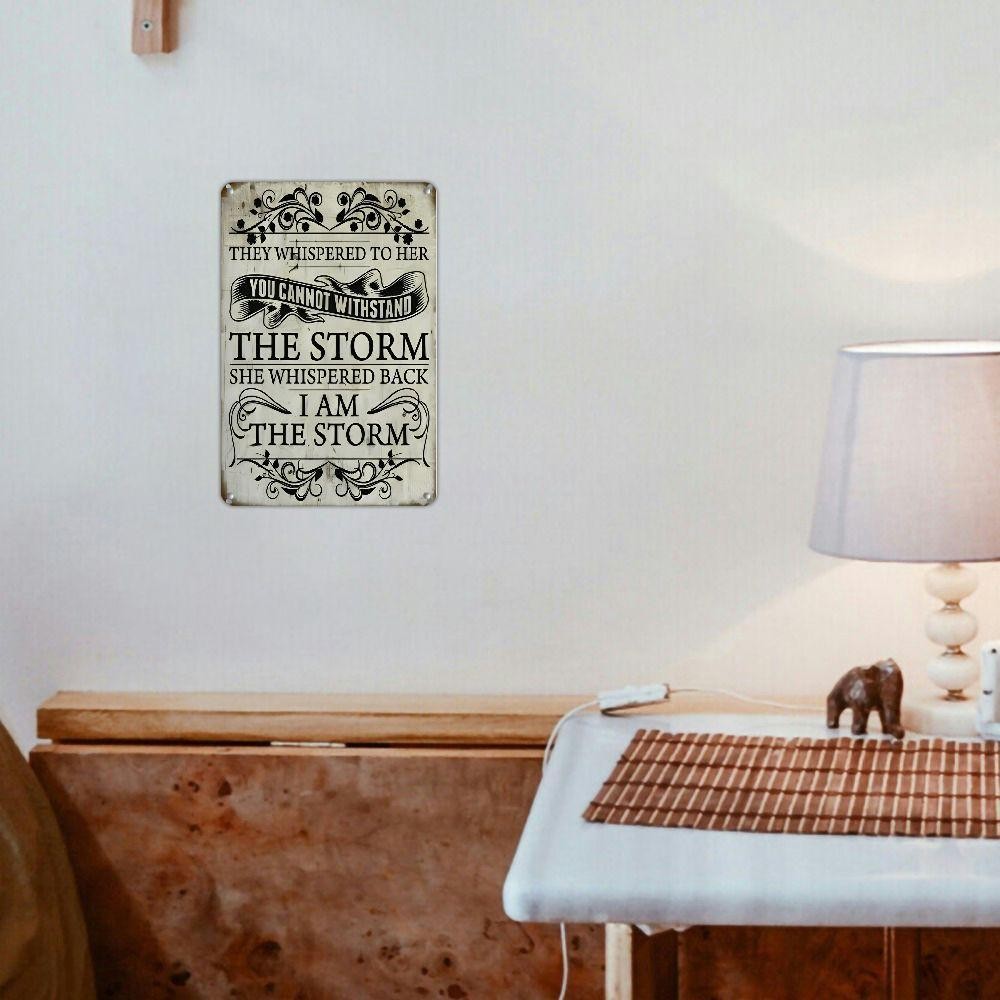 Rustic She Whispered Back Tin Sign - Motivational Farmhouse Kitchen Plaque
