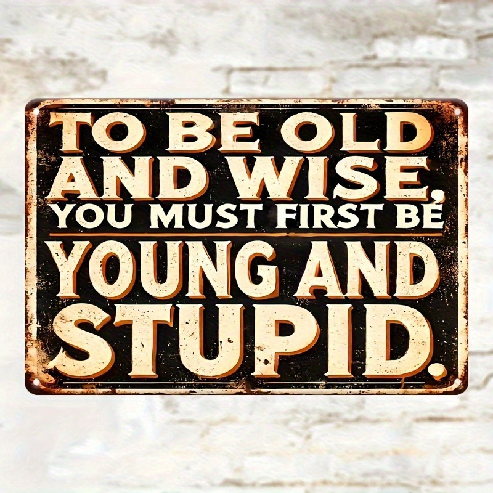 Funny Old and Wise Metal Tin Sign - Retro Humorous Sarcastic Man Cave Art