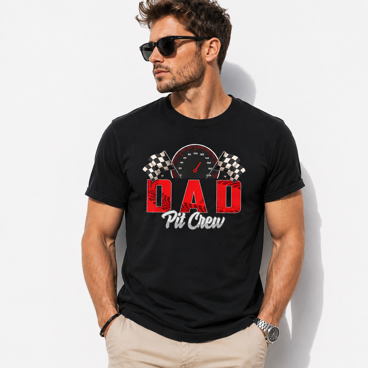 Dad Pit Crew Racing Graphic Tee - Funny Automotive Father’s Day T-Shirt