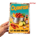 Cajun Seafood Tin Sign - Crawfish Boil Kitchen Metal Poster Wall Art