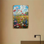 Wildflower Metal Sign - Impressionist Floral Tin Wall Art Decor Plaque