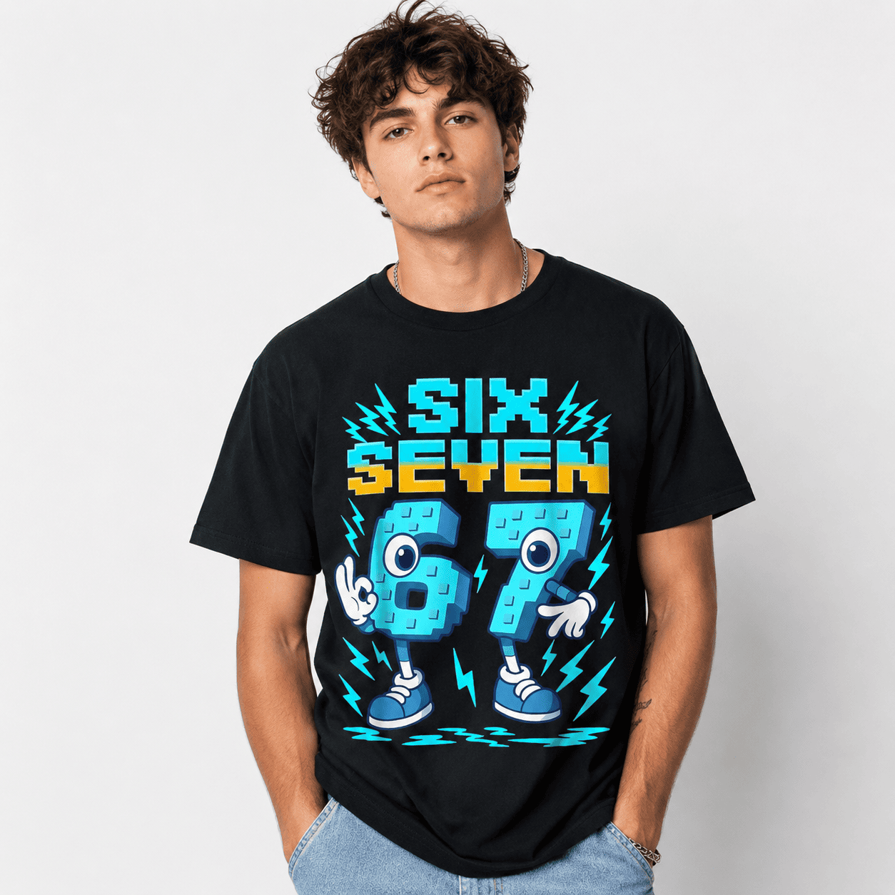 Funny Meme 67 Italian Brainrot Six Seven Gaming Kids Boys T-Shirt- American fash