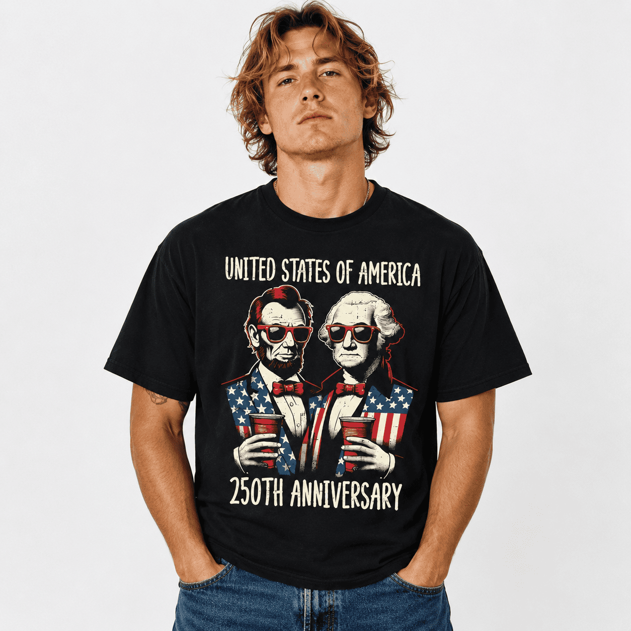 USA 250th Anniversary Lincoln Washington T-Shirt Patriotic 1776-2026 Tee