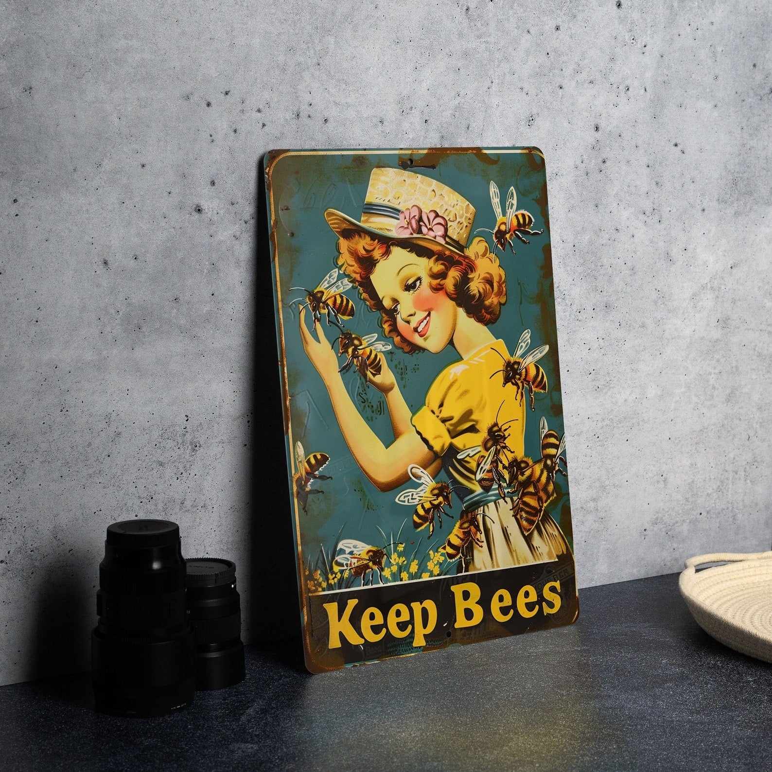Beekeeping Vintage Metal Tin Sign Beekeeper Bee Wall Decor Rustic Plaque