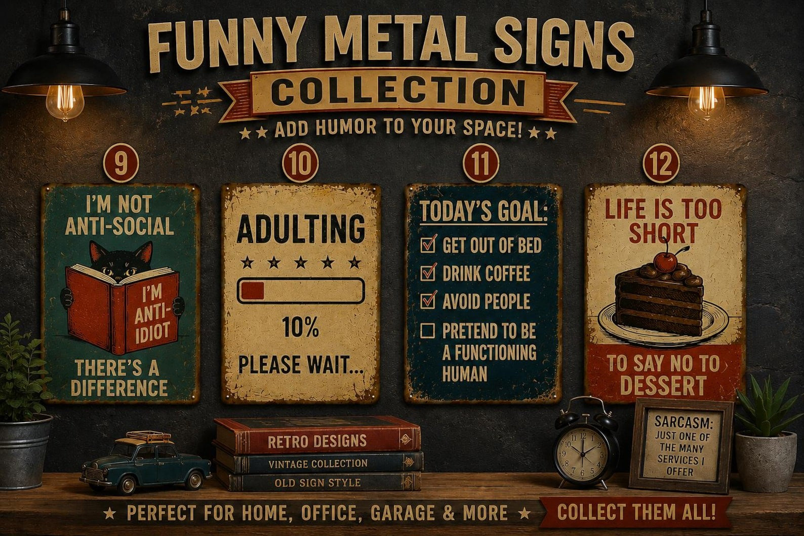 Funny Sloth Metal Sign Retro Procrastination Humor Plaque Office Wall Decor