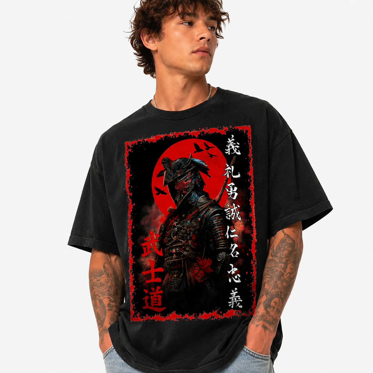 Ancient Samurai Anime Graphic T-Shirt Japanese Warrior Streetwear Casual Tee